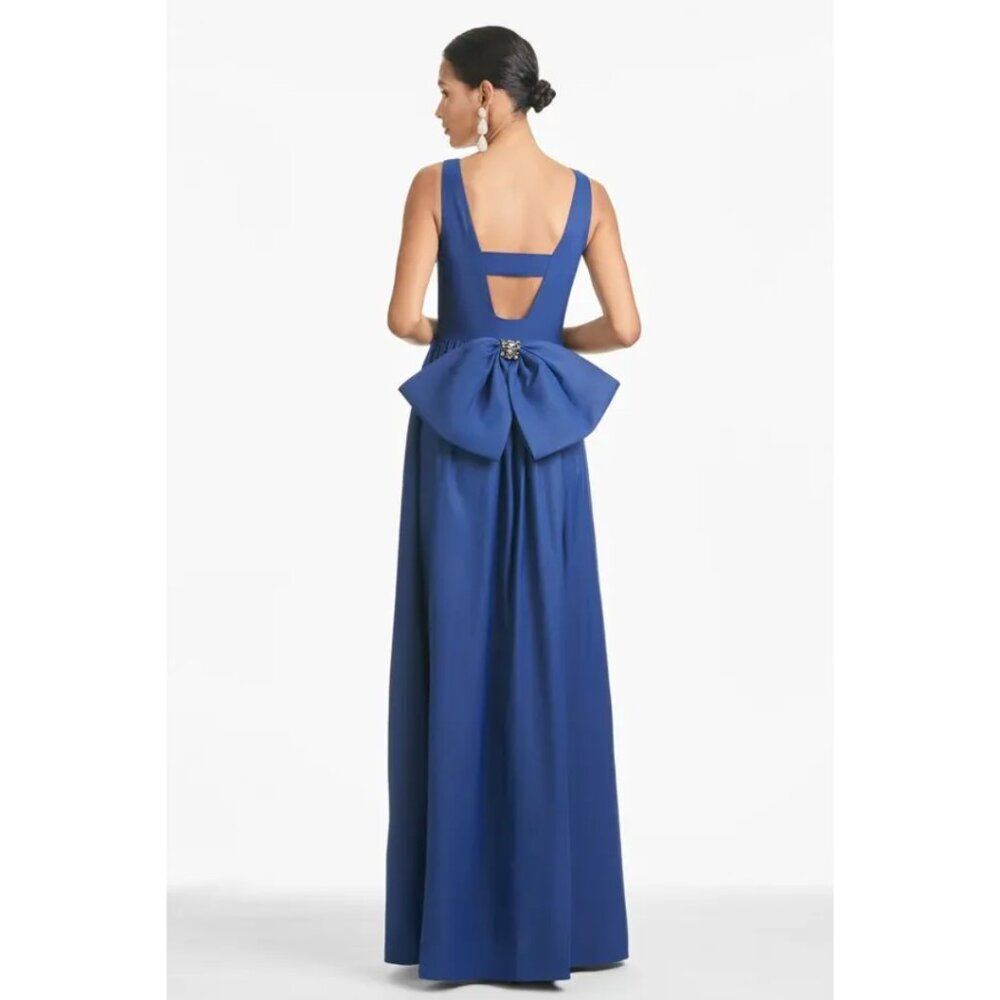 Sachin & Babi Womens Size 4 Katrina Blue Jeweled Bow Gown Long Maxi Dress‎ BHLDN - Picture 4 of 14
